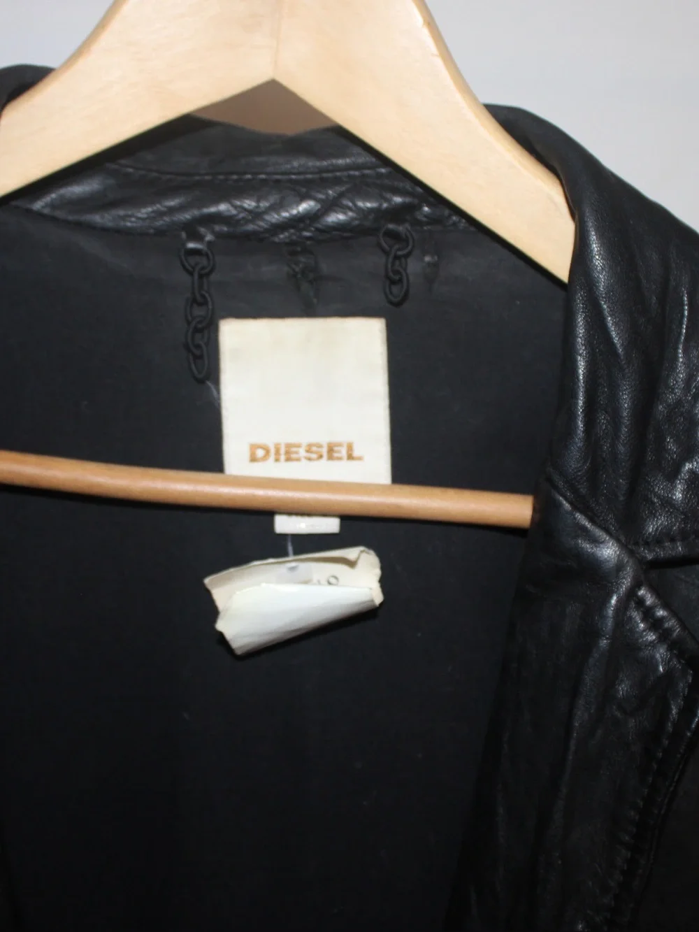 VINTAGE thrifted Diesel Men's Black Distressed Leather Jacket